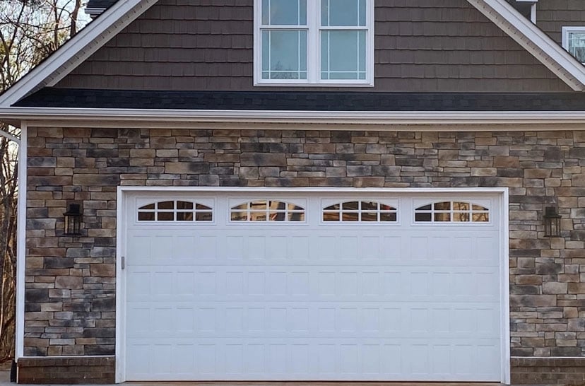White Garage Door with Windows Along the Top 