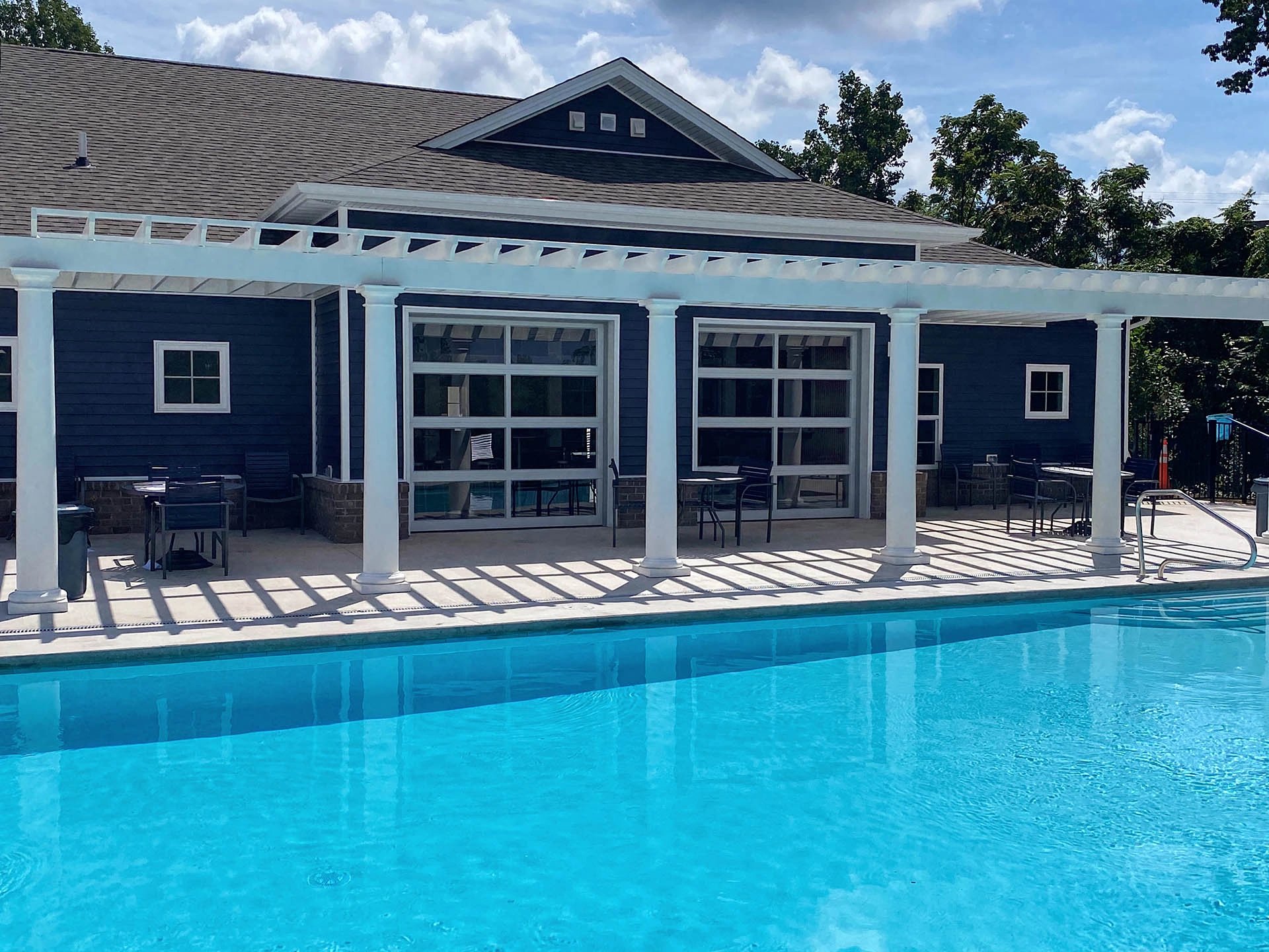 Clear Garage Doors by Pool 